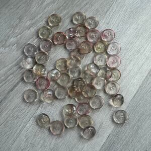 Lot of ~50 Vintage Transparent Pink Clear Shank Buttons ~3/4"